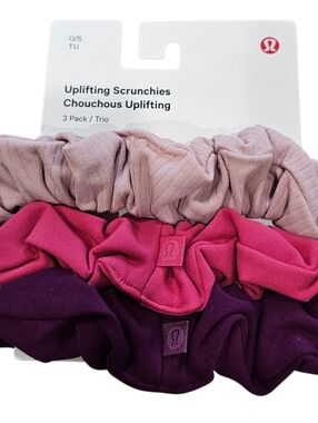 lululemon athletica Uplifting Scrunchies 3-Pack, Pink, Light Pink, Purple, New.